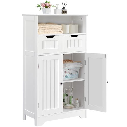 Yaheetech Armoire Salle de Bain Meuble salon Cuisine Blanc 60 x 30 x 105 cm