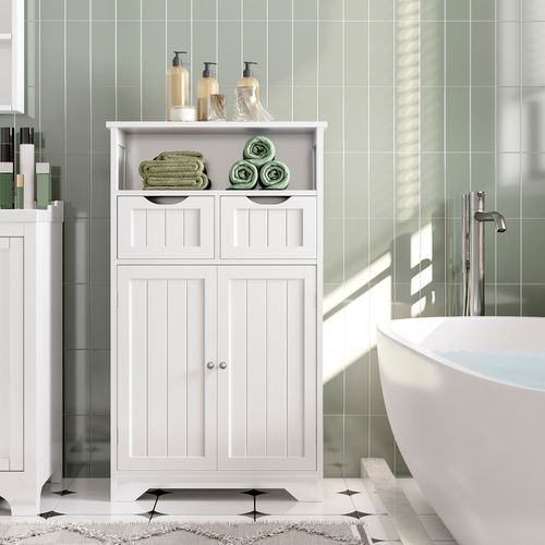 Yaheetech Armoire Salle de Bain Meuble salon Cuisine Blanc 60 x 30 x 105 cm