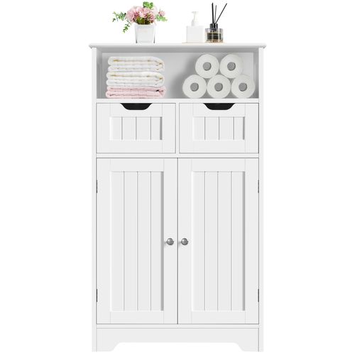 Yaheetech Armoire Salle de Bain Meuble salon Cuisine Blanc 60 x 30 x 105 cm