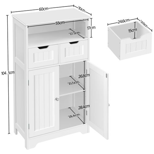 Yaheetech Armoire Salle de Bain Meuble salon Cuisine Blanc 60 x 30 x 105 cm
