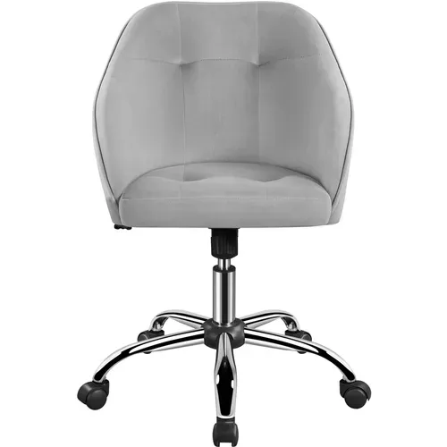 Chaise Dactylo En Velours à Roulettes Réglable En Hauteur, Gris Clair