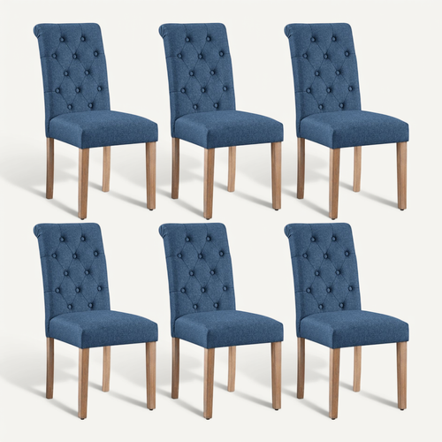 Lot De 6 Chaises De Salle à Manger – Bois Et Cuir Marron – Style Années 50