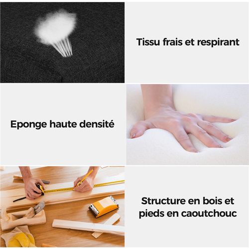 Lot De 4 Chaise De Salle à Manger Avec Revêtement En Tissu Et Pieds En Bois, Noir