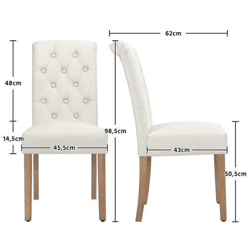 Lot De 4 Chaise De Salle à Manger Avec Revêtement En Tissu Et Pieds En Bois, Beige