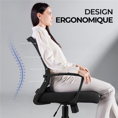 Fauteuil De Bureau En Maille à Roulettes Charge 125 Kg Noir