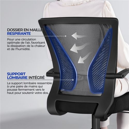 Fauteuil De Bureau En Maille à Roulettes Charge 125 Kg Noir