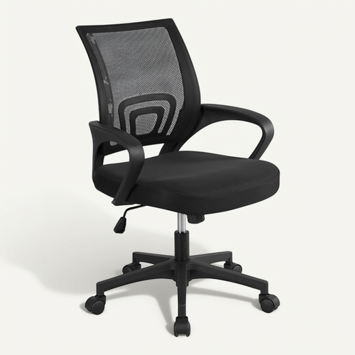 Chaise De Bureau à Roulettes 360°avec Accoudoirs Noir