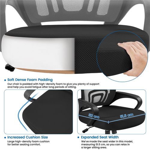 Chaise De Bureau à Roulettes 360°avec Accoudoirs Noir