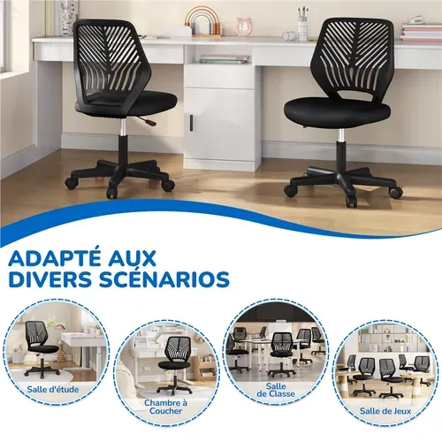 Fauteuil D'ordinateur Fonction Réglable,chaise De Bureau, Ergonomique,pivotant, Charge De 136kg Noir