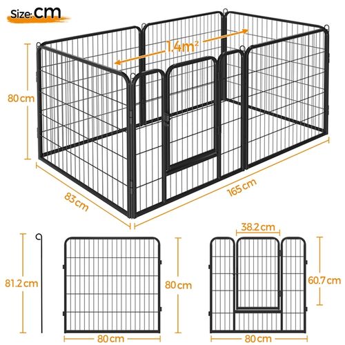 6 Panneaux Parc Enclos Pour Chiens Chiots Lapins Métal