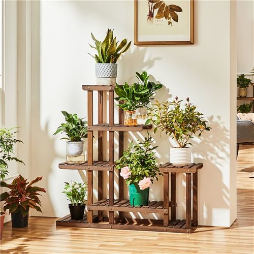 Étagère à Fleurs à 5 Niveaux Porte-plantes En Bois 97 X 25 X 96 Cm
