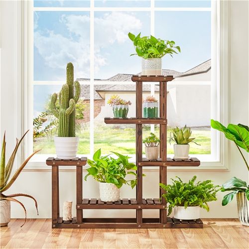Étagère à Fleurs à 5 Niveaux Porte-plantes En Bois 97 X 25 X 96 Cm