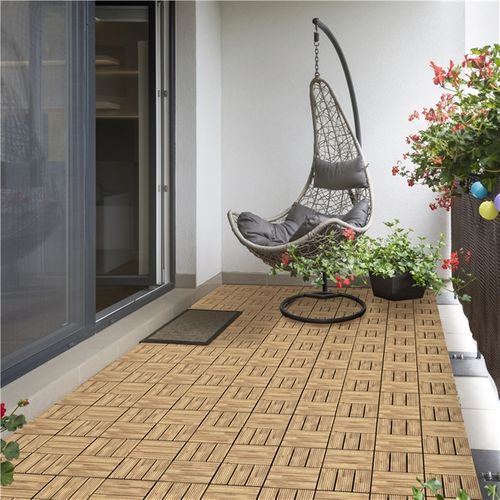 Lot De 27 Dalles De Terrasse En Bois De Sapin Bois 12 Lattes