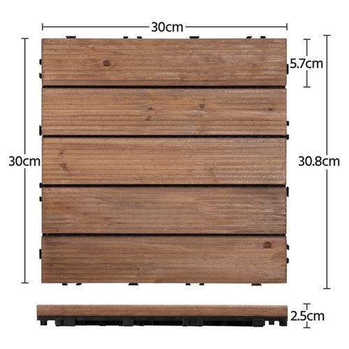 Lot De 11 Dalles De Terrasse Clipsable 30 Cm × 30 Cm