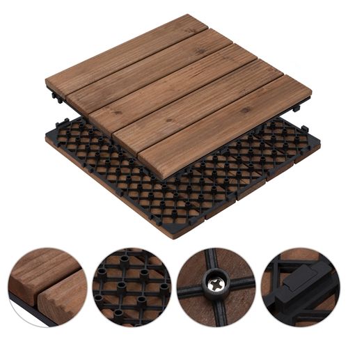 Lot De 11 Dalles De Terrasse Clipsable 30 Cm × 30 Cm