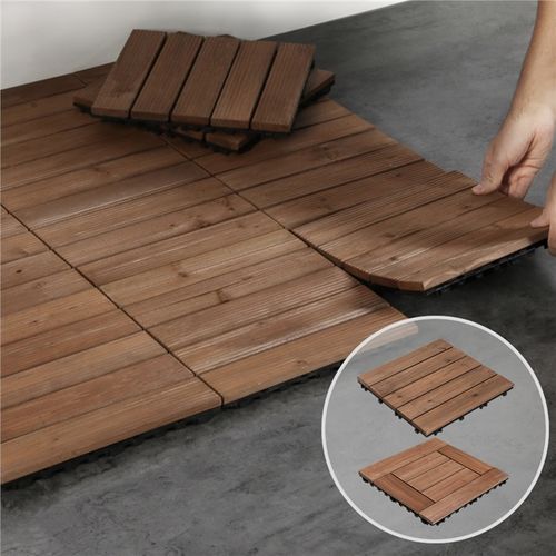 Lot De 11 Dalles De Terrasse Clipsable 30 Cm × 30 Cm