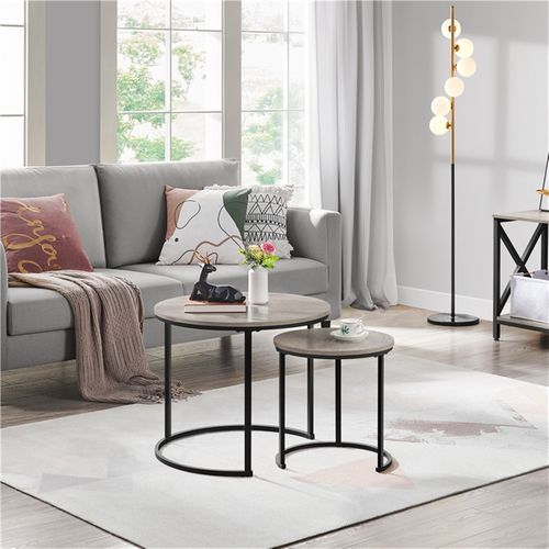 Tables De Salon Rondes Lot De 2 Design Moderne Gris
