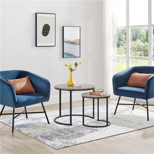 Tables De Salon Rondes Lot De 2 Design Moderne Gris