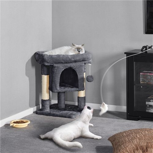 Arbre À Chat Design Avec Niche Et Plate-forme Arbre-griffoir Hauteur 59cm