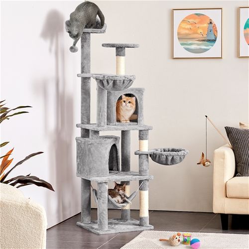 Arbre À Chat Géant Hauteur 175 Cm Avec 2 Plate-formes Perchés
