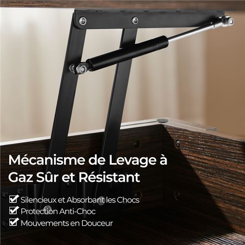 Table Basse Relevable Table De Salon Rectangulaire Avec Etagère Rangement Marron