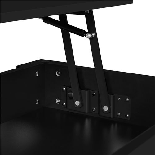 Table Basse Relevable Table De Salon Rectangulaire Avec Etagère Rangement Noir