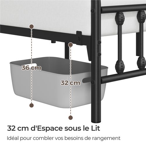 Lit Double En Métal Pour Petits Espaces Adultes 140x200 cm