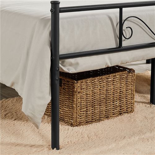 Lit Simple 160 X 200 Cm En Métal Pour Adultes Noir