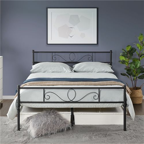 Lit Double 140 X 200 Cm En Métal Pour Adultes