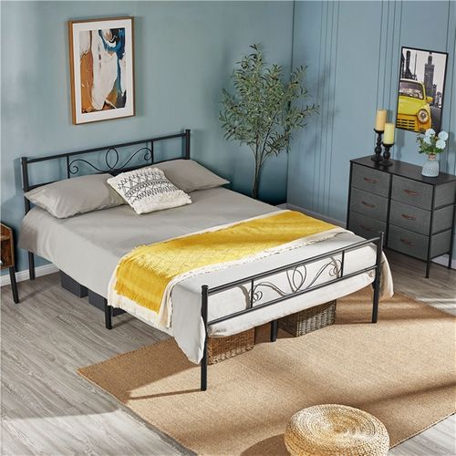 Lit Double 140 X 200 Cm En Métal Pour Adultes