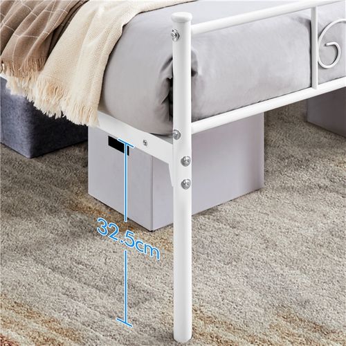 Lit Double 140 X 200 Cm En Métal Pour Adultes Grande Espace
