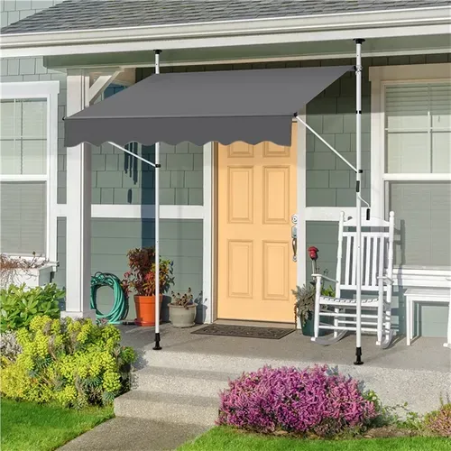 Store Banne Manuel Auvent Rétractable Réglable 200 X 120 Cm Gris