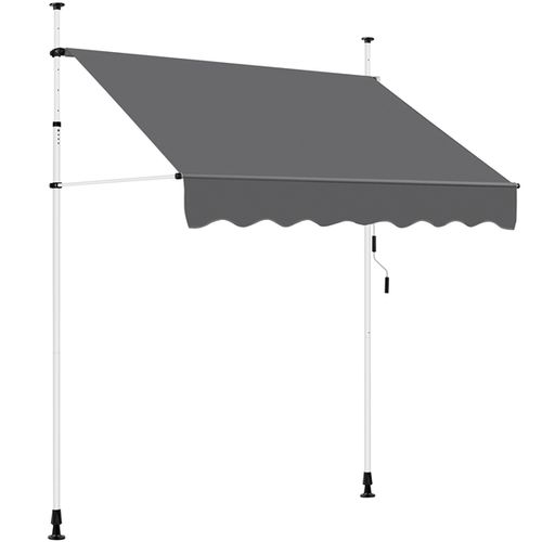 Store Banne Manuel Auvent Rétractable Réglable 200 X 120 Cm Gris