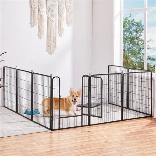 8 Panneaux Parc Pour Chiens Enclos En Métal Pour Chiot 80 Cm De Hauteur