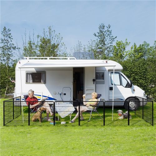 8 Panneaux Parc Pour Chiens Enclos En Métal Pour Chiot 80 Cm De Hauteur