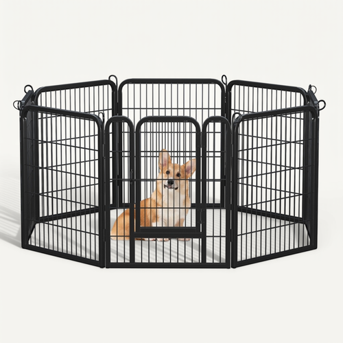 8 Panneaux Parc Pour Chiens Enclos En Métal Pour Chiot 80 Cm De Hauteur