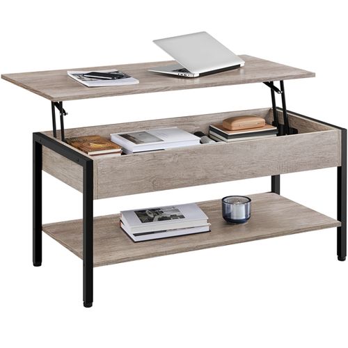 Table Basse à Plateau Relevable Avec Compartiment 104,5 X 49,5 X 47 Cm Gris