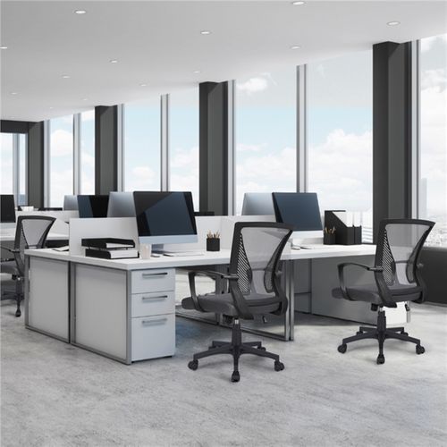 Fauteuil De Bureau Ergonomique Chaise De Bureau En Maille à Roulettes Gris Foncé