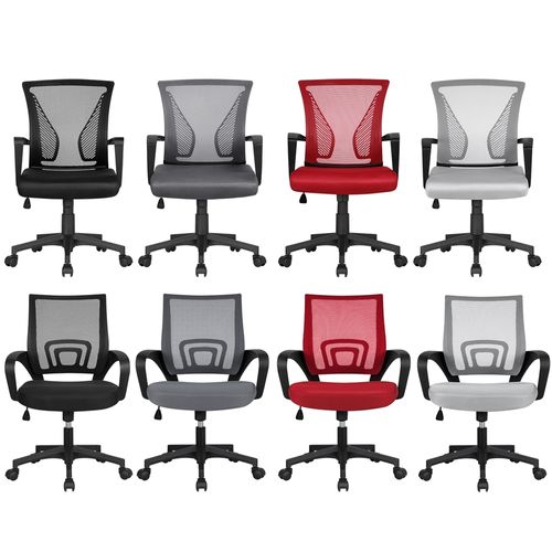 Fauteuil De Bureau Ergonomique Chaise De Bureau En Maille à Roulettes Gris Foncé