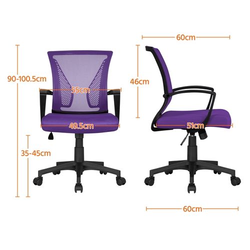 Fauteuil De Bureau Ergonomique Chaise De Bureau En Maille à Roulettes Violet