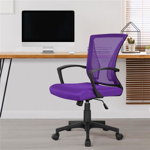 Fauteuil De Bureau Ergonomique Chaise De Bureau En Maille à Roulettes Violet