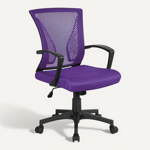 Fauteuil De Bureau Ergonomique Chaise De Bureau En Maille à Roulettes Violet