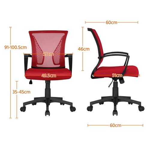 Fauteuil De Bureau Ergonomique Chaise De Bureau En Maille à Roulettes Rouge