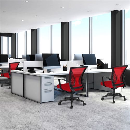 Fauteuil De Bureau Ergonomique Chaise De Bureau En Maille à Roulettes Rouge