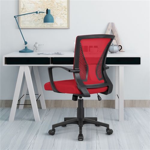 Fauteuil De Bureau Ergonomique Chaise De Bureau En Maille à Roulettes Rouge