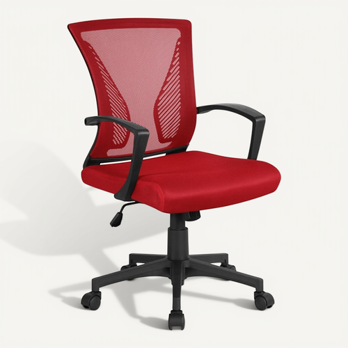 Fauteuil De Bureau Ergonomique Chaise De Bureau En Maille à Roulettes Rouge