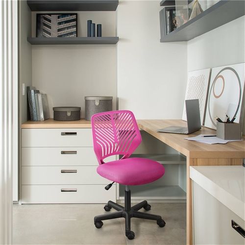 Chaise De Bureau En Maille Fauteuil D'ordinateur Réglable Sans Accoudoirs Rose