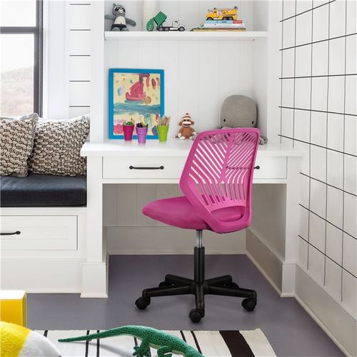 Chaise De Bureau En Maille Fauteuil D'ordinateur Réglable Sans Accoudoirs Rose