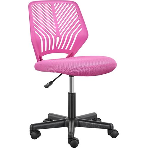 Chaise De Bureau En Maille Fauteuil D'ordinateur Réglable Sans Accoudoirs Rose