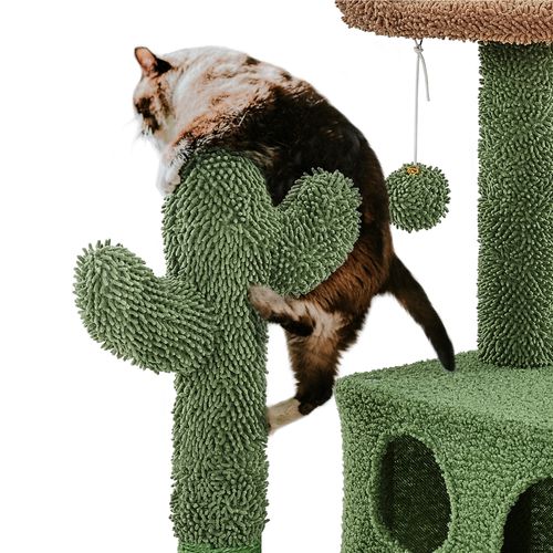 Arbre à Chat Design Cactus Tour Pour Chat Multiniveau Vert Et Brun